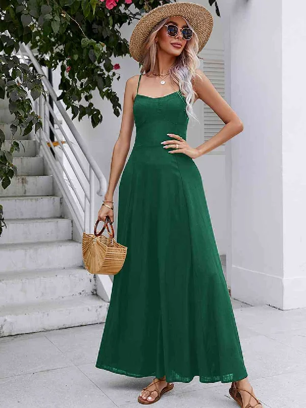 Break Fashion Norms Spaghetti Strap Lace-UP Maxi Dress