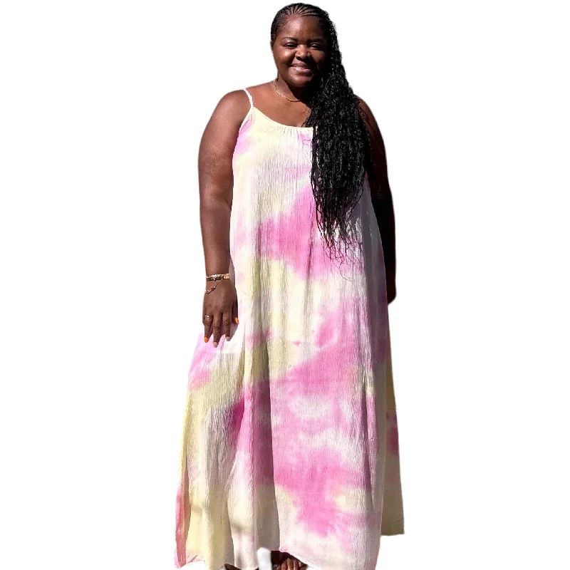 Chic Style Women's Plus size Strappy Ombre Tie Dye Maxi Dress