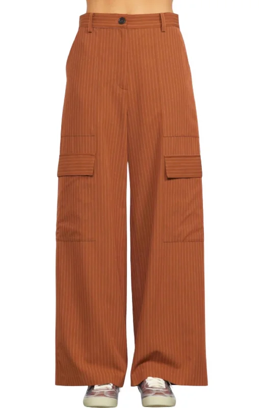 Hurry Before It's Gone Tuscan Pinstripe Pants In Tan