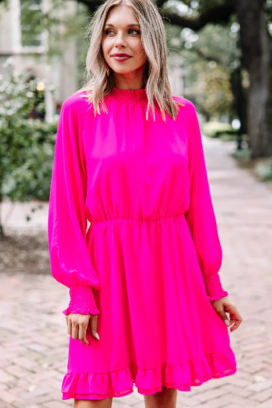 Classic Women's Fashion Always Evolving Hot Pink Dress