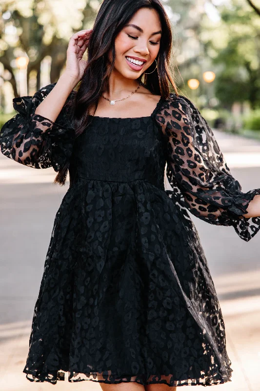 Redefining Women's Style Living Your Dreams Black Leopard Babydoll Dress