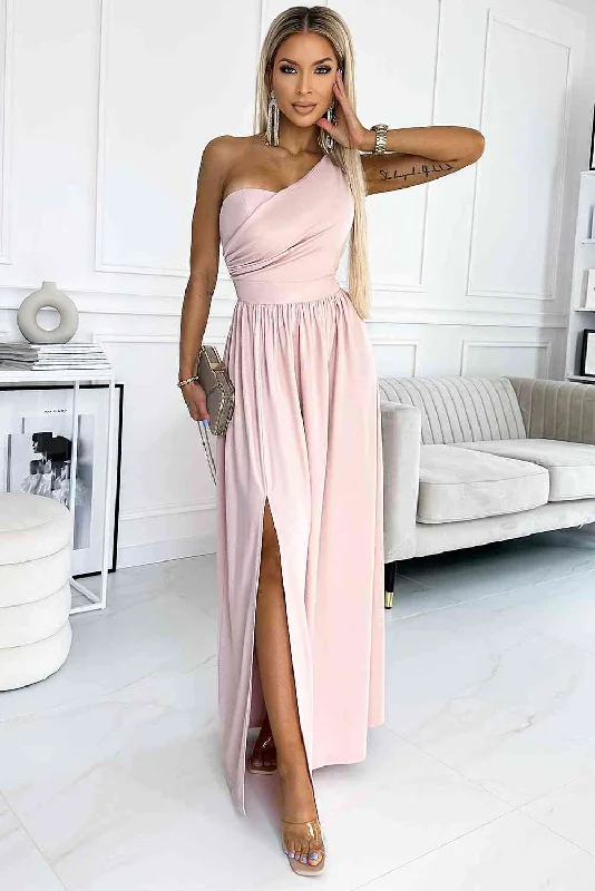 Step Ahead, Lead The Trend One-Shoulder Slit Maxi Dress