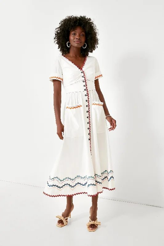 Wardrobe Upgrade White and Ricrac Stitch Luella Midi Dress