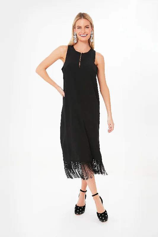 Trend Alert Black Cut Out Fringe Midi Dress