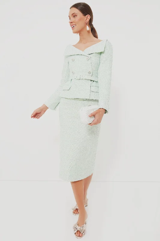 Buy More, Save More Mint Boucle Tailored Midi Dress