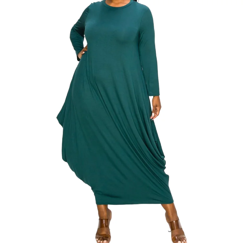 Find Your Unique Flair Plus Size Draped Long Sleeve Maxi Dress