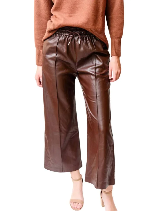 Redefining Women's Fashion Faux Leather Pants In Chocolate