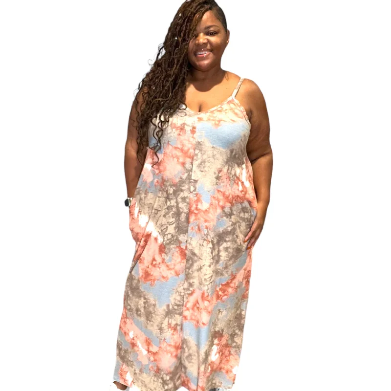 Seasonal Style Discounts Women’s Plus Size Tie Dye Maxi Dress