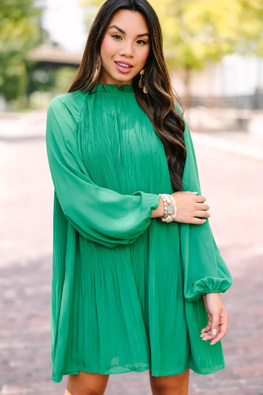 Latest Trends Express Your Joy Emerald Green Pleated Dress