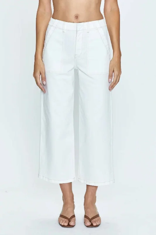 Great Prices On Feminine Styles Sophia Wide Leg Utility Ankle Pant In Le Blanc