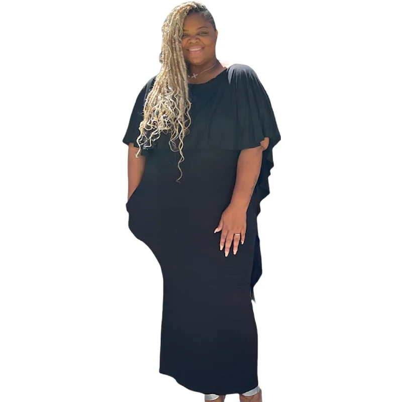 Discount Extravaganza The Dana Black Draped Maxi Dress Size 3X