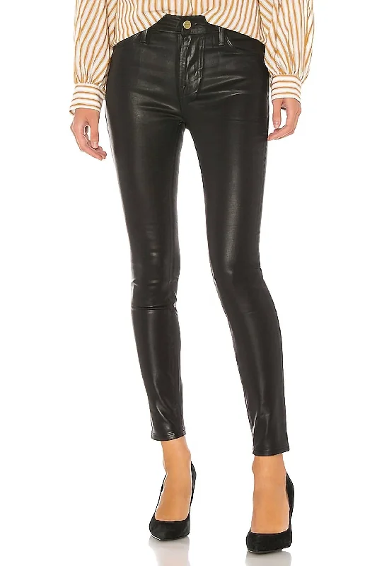 Limited Time Deal Women's Le High Skinny Coated Denim Pants In Black