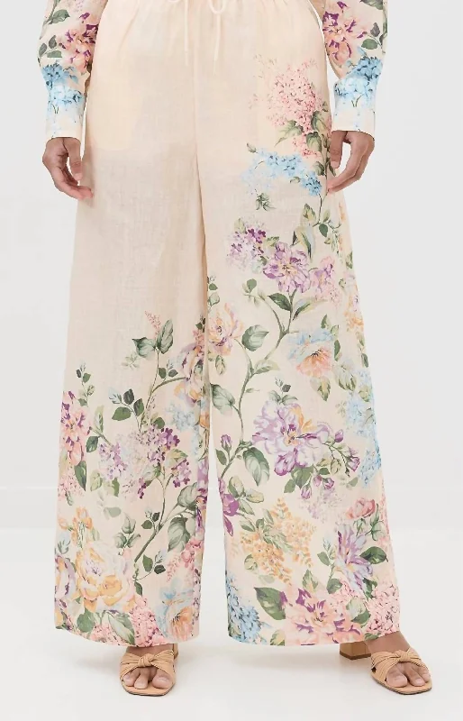 You'Ll Love Us Because Halliday Relaxed Pants In Cream Watercolor Floral