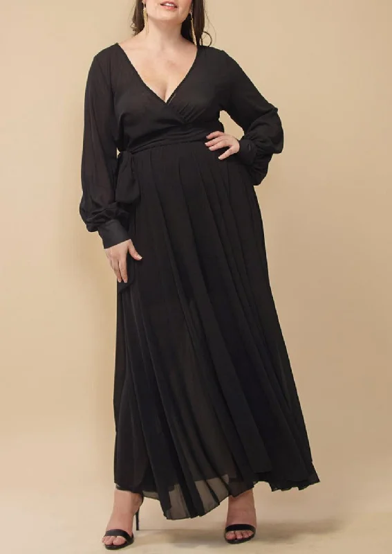 Fashion Forward Hi Curvy Plus Size Women Solid Wrap Maxi Dress