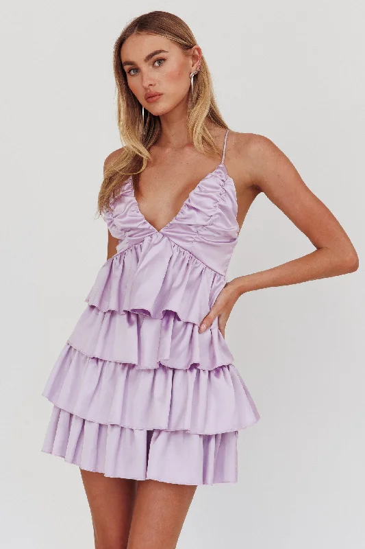 Stylish Looks Heavenly Bliss Ruffle Mini Dress Lilac