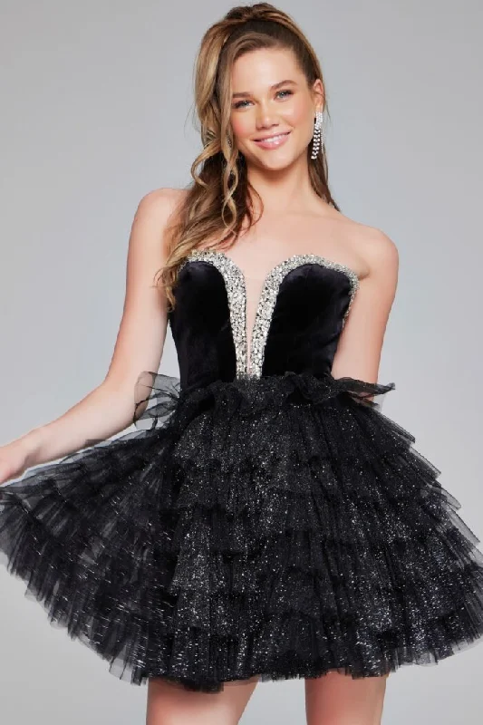 New Styles Just In Jovani 40352 Velvet Short Cocktail Dress Layer Tulle Shimmer Homecoming Gown Pageant