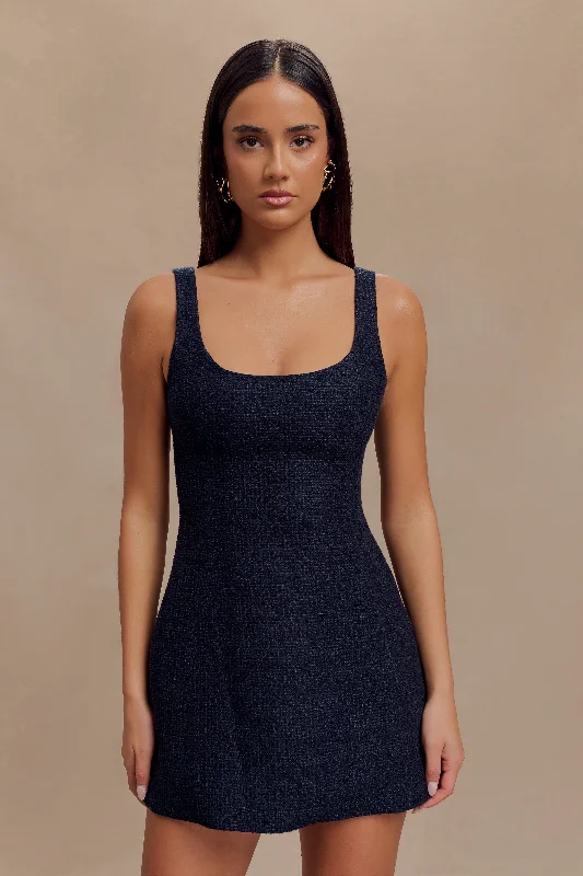 Save Big Beth Boucle Mini Dress - Navy