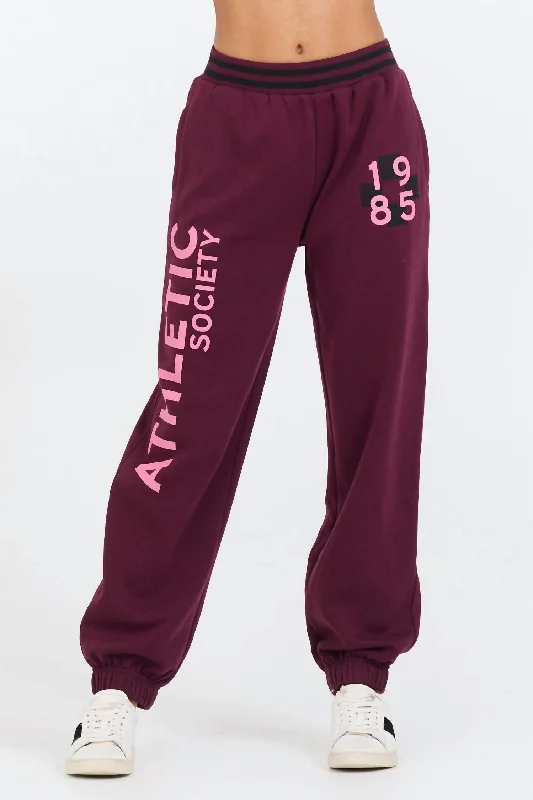 Update With Cottagecore Styles Rose Printed Heavy Jogger In Cabernet