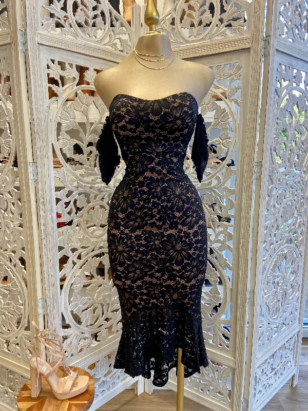 Ride The Style Wave Black Lace Midi Dress