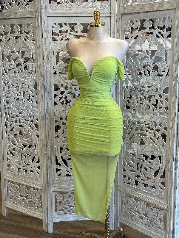 Exclusive Discount Lime Heart Lined Midi Dress- Stretchy,Estira