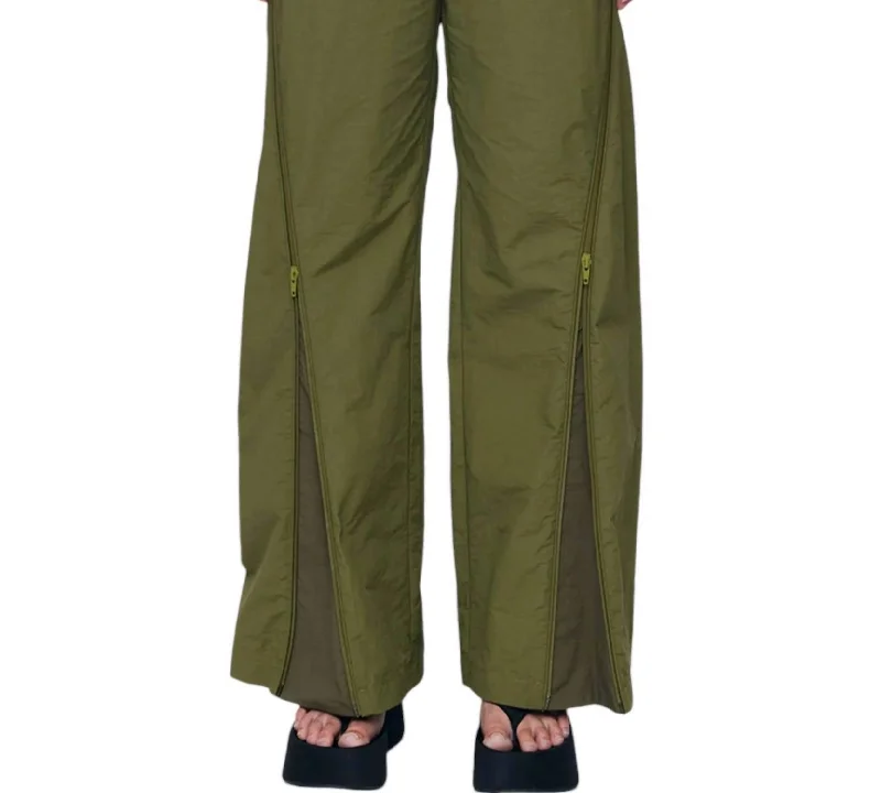 New Season Fashion Preview Sale Zipper Track Pants In Khaki