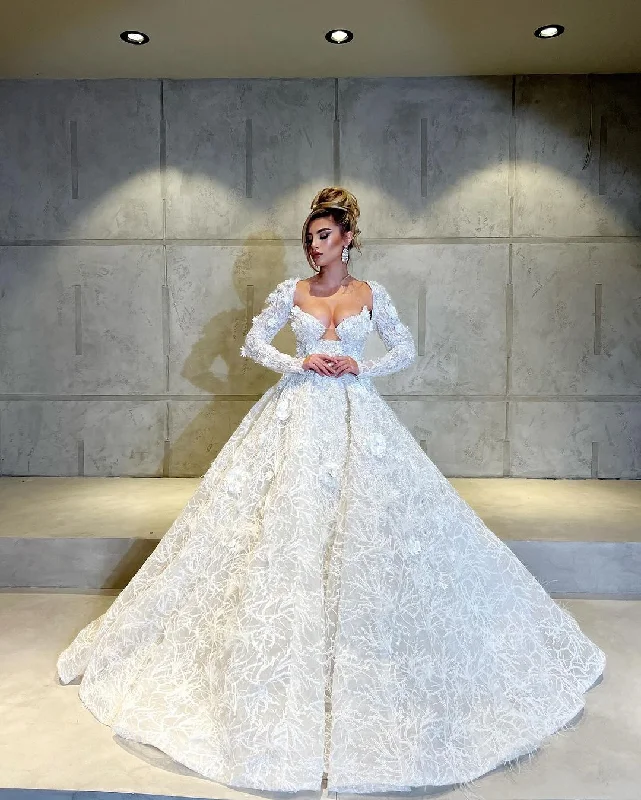 Seasonal Sale Chryssa - Long sleeves embellished bridal dress