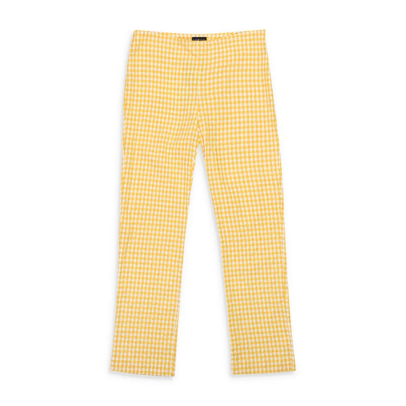 Mid - Week Surprise CALLIPYGIAN SEERSUCKER GINGHAM YELLOW NARROW PANT