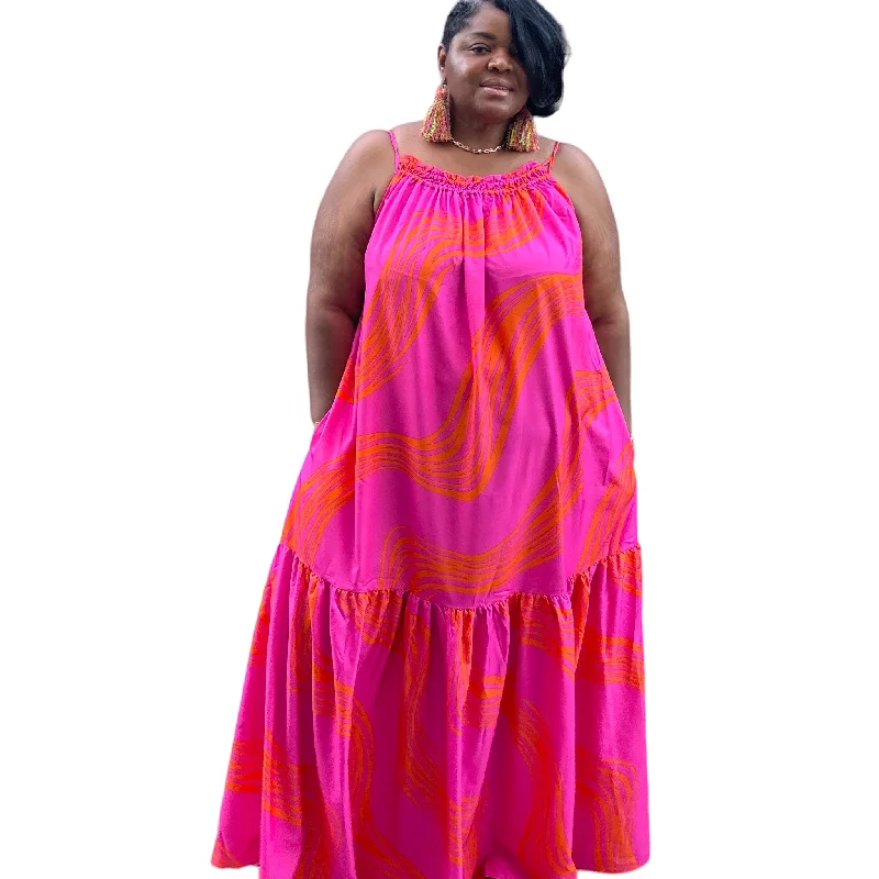 Chic Styles Womens Elegant Brushed Pink Maxi Dress With Pockets