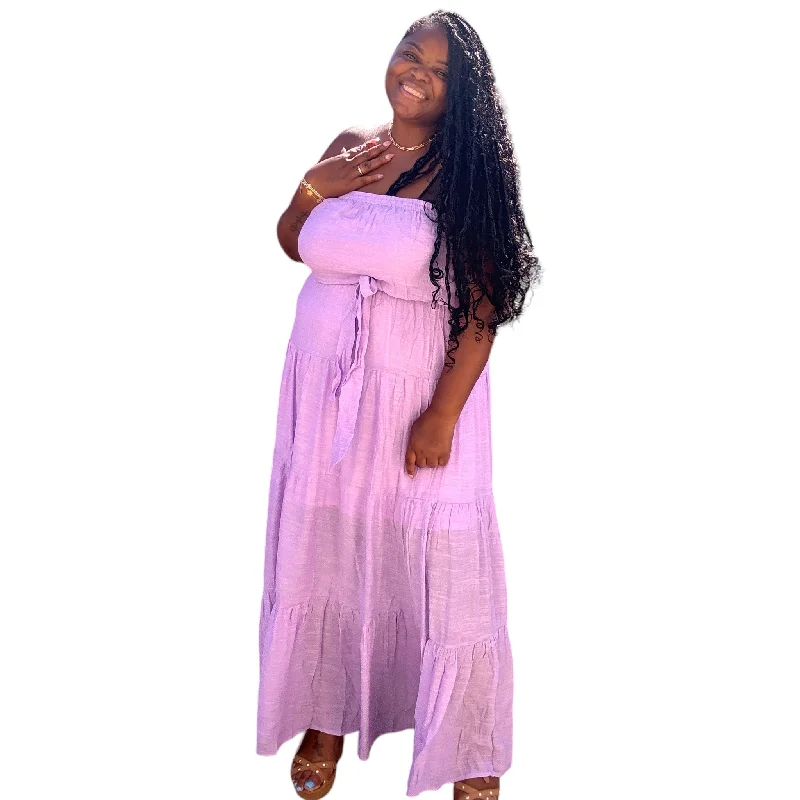 Style Upgrade Plus Size Lavender Tube Tiered Maxi Dress