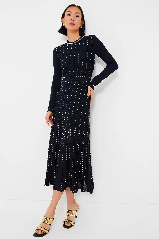 Summer Deals Midnight Multi Lunette Long Sleeve Midi Dress