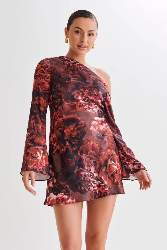 Ride The Style Wave Nikita Long Sleeve Mini Dress - Peony Print