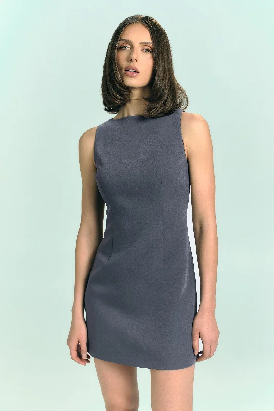 Elevate Your Wardrobe Angela Suiting Mini Dress - Charcoal