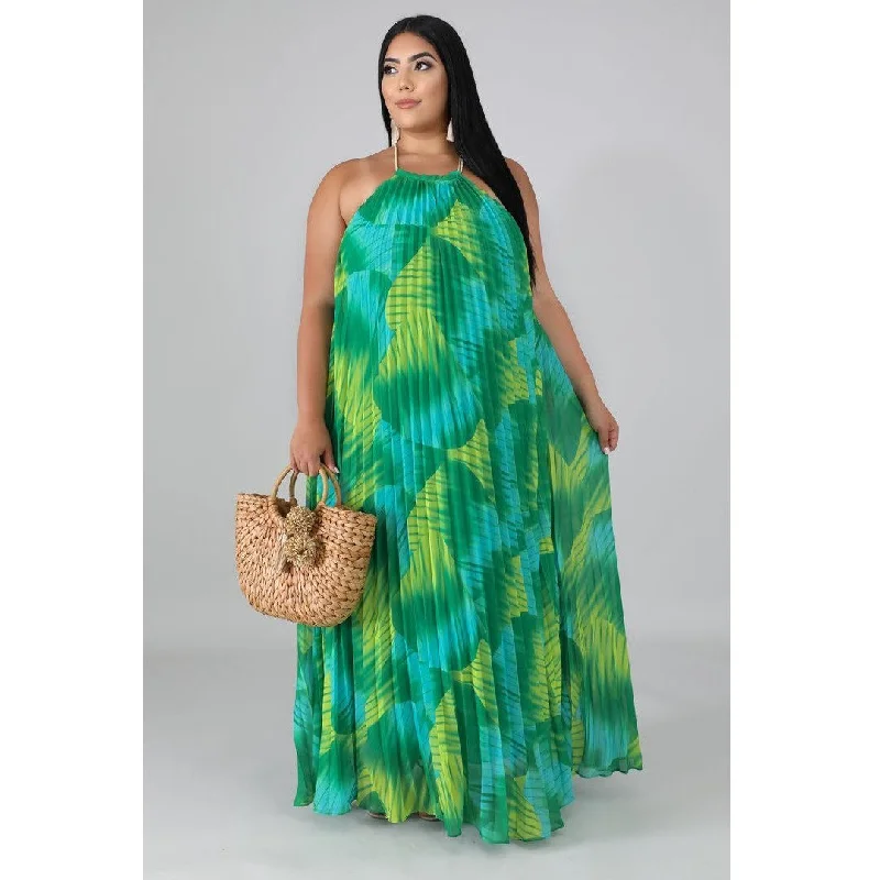 Sustainable Fashion Extravaganza PLEATED CHIFFON MAXI DRESS