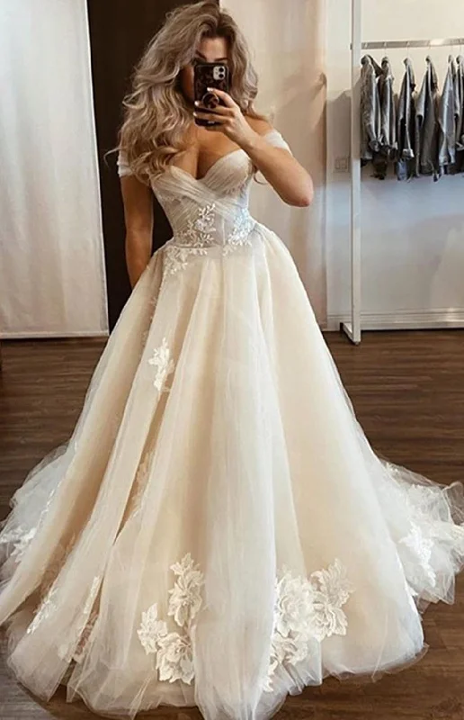 Style Revolution Women A-Line Wedding Dresses Long Appliques Bridal Gowns YWD143