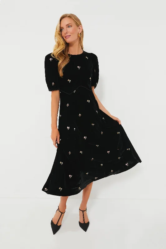 Wardrobe Refresh Black Rubina Embroidery Puff Sleeve Midi Dress