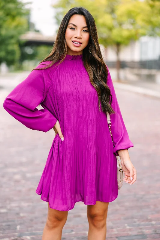 Hot Styles Express Your Joy Orchid Purple Pleated Dress