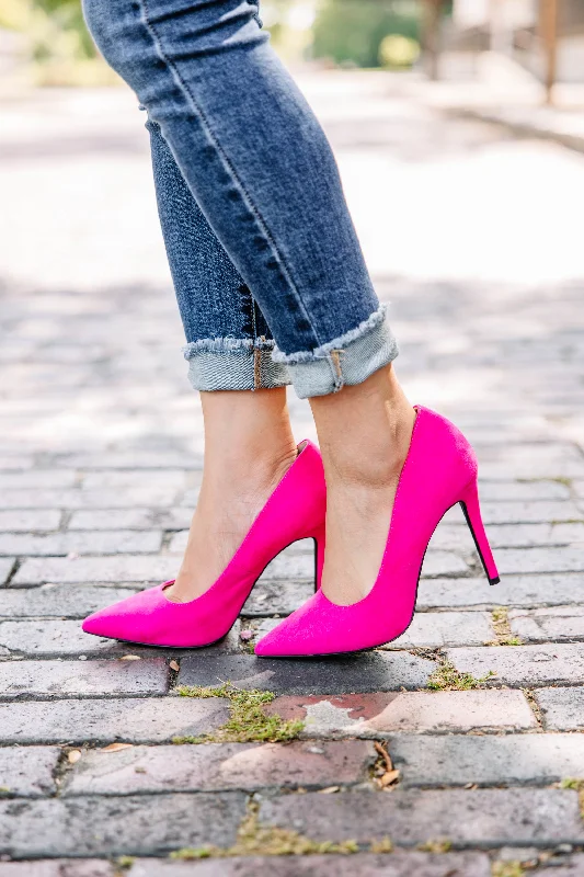 Gorgeous Glamour Collection Show Stopper Fuchsia Pink Suede Heels