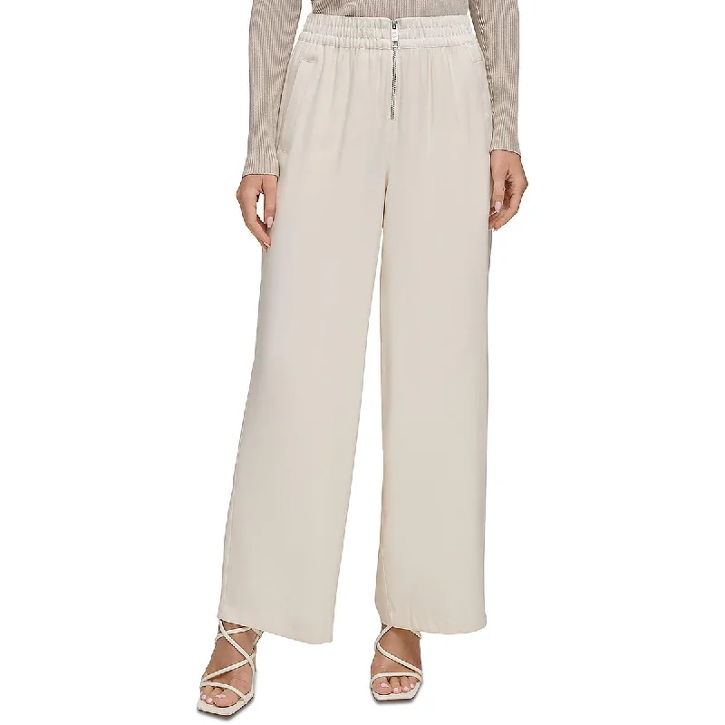 Evening Elegance Womens Ruched High Rise Wide Leg Pants