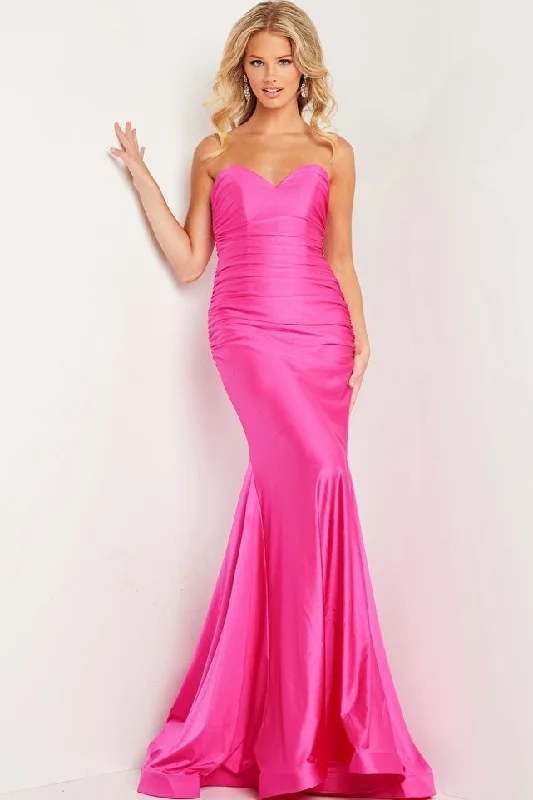 Trendy Pulse Jovani 37006 Long Ruched Mermaid Strapless Prom Dress Jersey Formal Gown