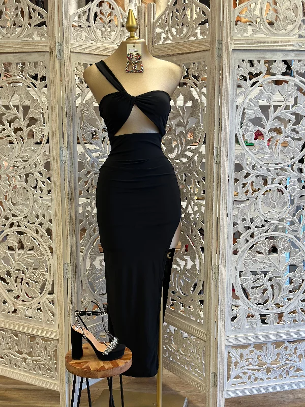 Hot Trends Black Knotted Midi Dress