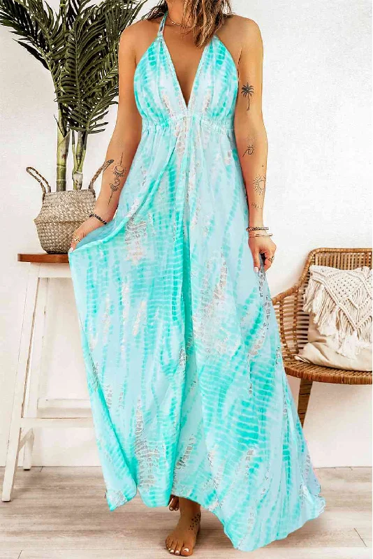 End Of Season Sale Tie-Dye Halter Neck Maxi Dress