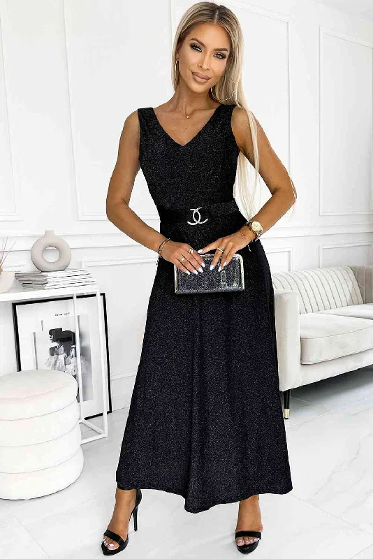 Trendy Street Style Attire V-Neck Sleeveless Maxi Dress