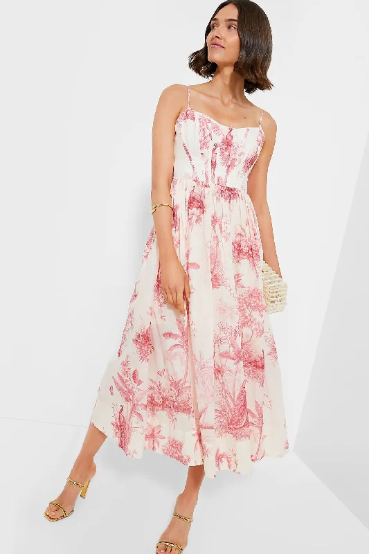 Browse Our Top Products Pink Palm Waverly Corset Midi Dress