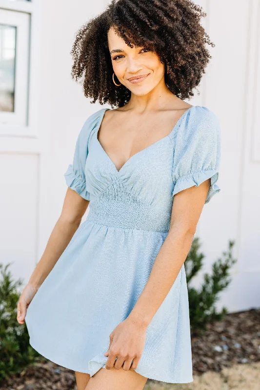 Mid Season Sale Leave Them Stunned Light Blue Mini Dress