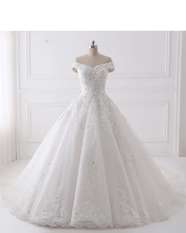 Seize Bargains Siaoryne Off the Shoulder Lace Women Bridal Dresses for Wedding with Beading WD229