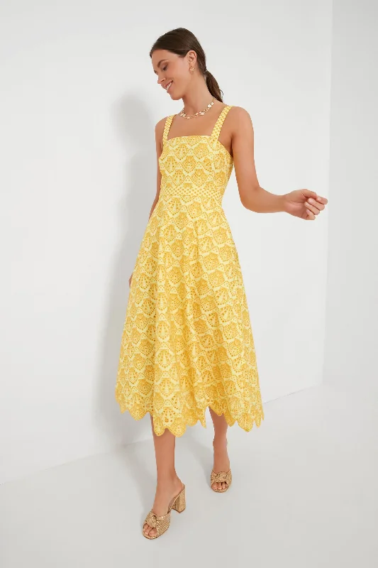 Trendy New Clothes Lemonade Yellow Aubrey Midi Dress