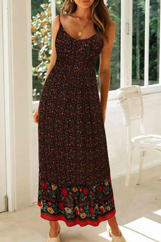 Hot Styles Bohemian Spaghetti Strap Frill Trim Maxi Dress