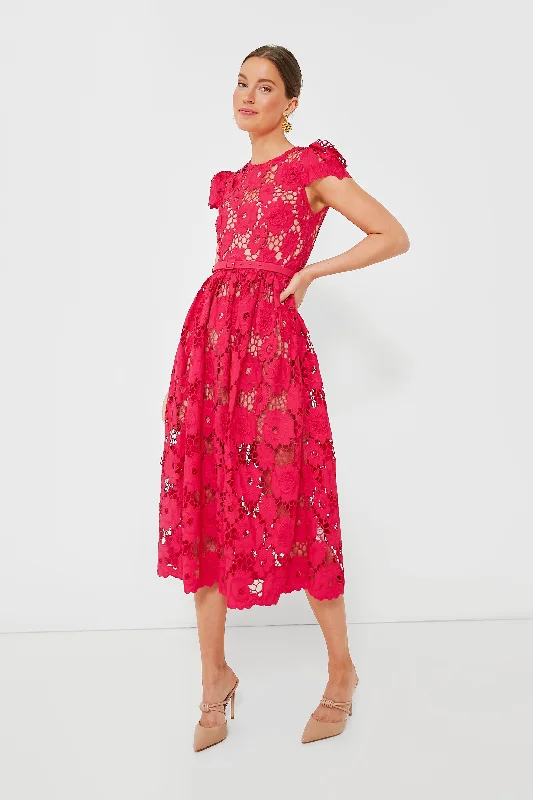 Stylish Savings Red Poppy Midi Dress