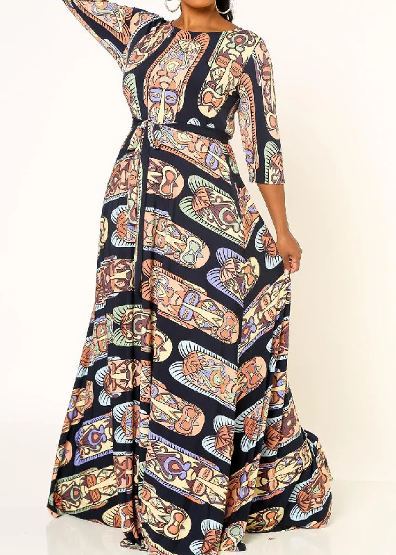 Trendy Aesthetics Hi Curvy Plus Size Women Unique Printed Flare Maxi Dress