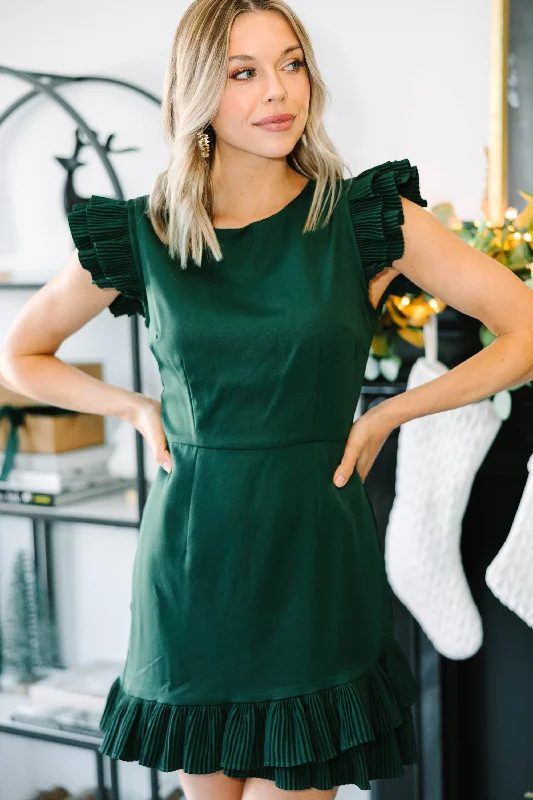 Trendy Styles Love You More Hunter Green Ruffled Dress